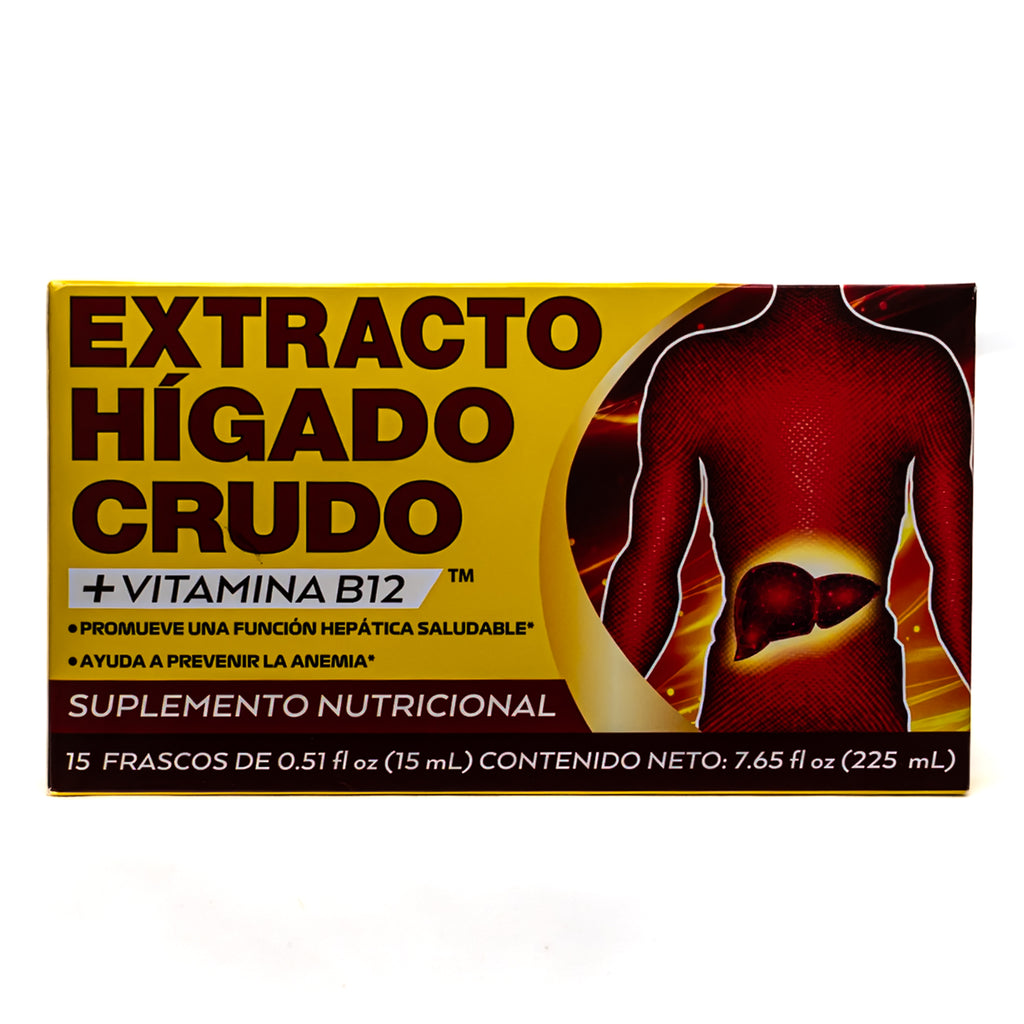 Extracto de Hígado Crudo + Vitamina B12 – 15 frascos de 15 mL