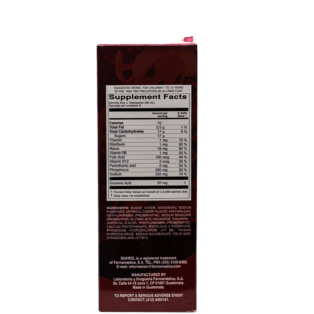 Sukrol Kids Jarabe Sabor Cereza – 240 mL