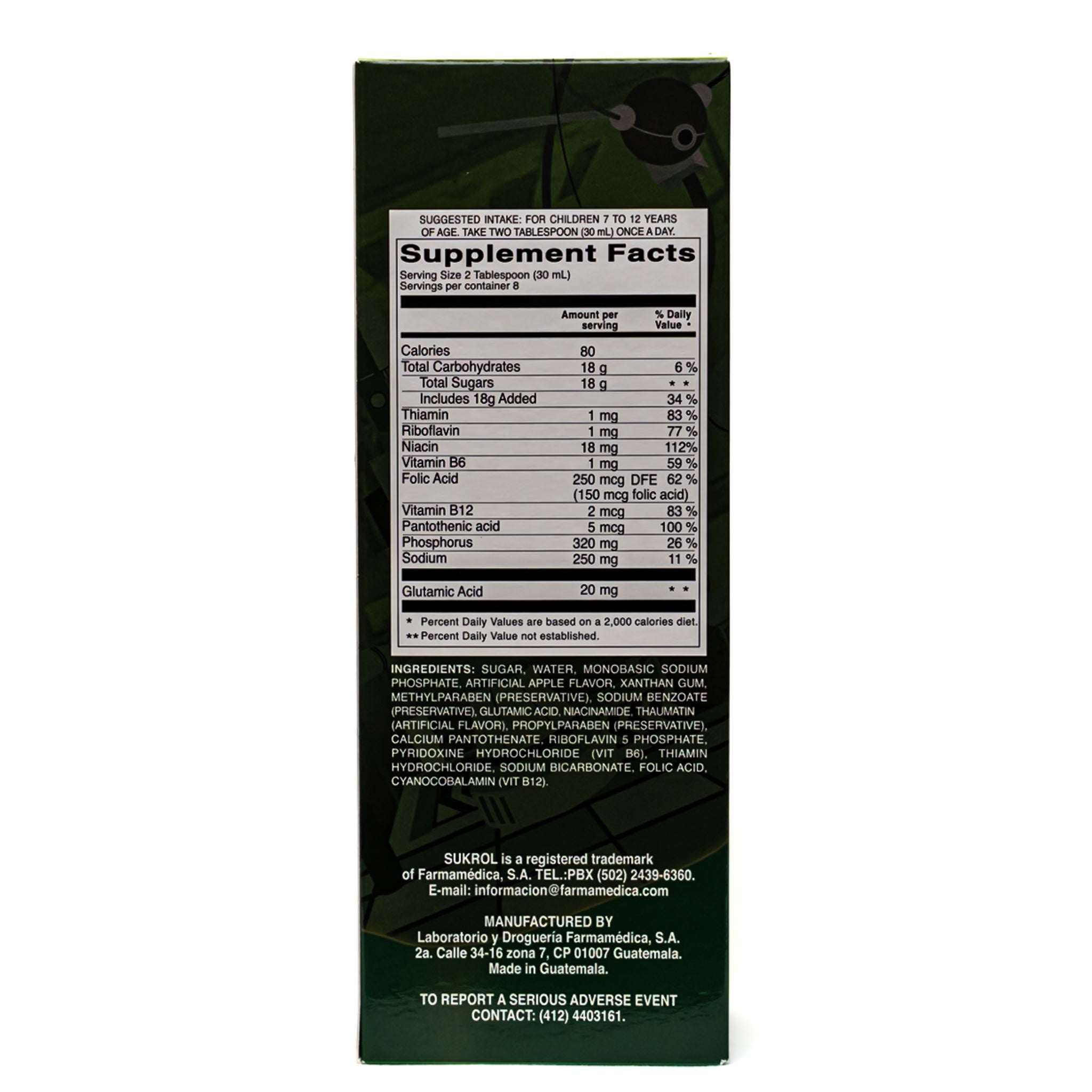 Sukrol Kids Jarabe – Sabor Manzana (240 mL)